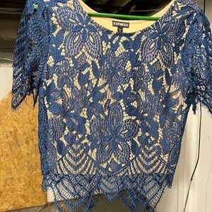 Express Small Lace peacock blue shirt